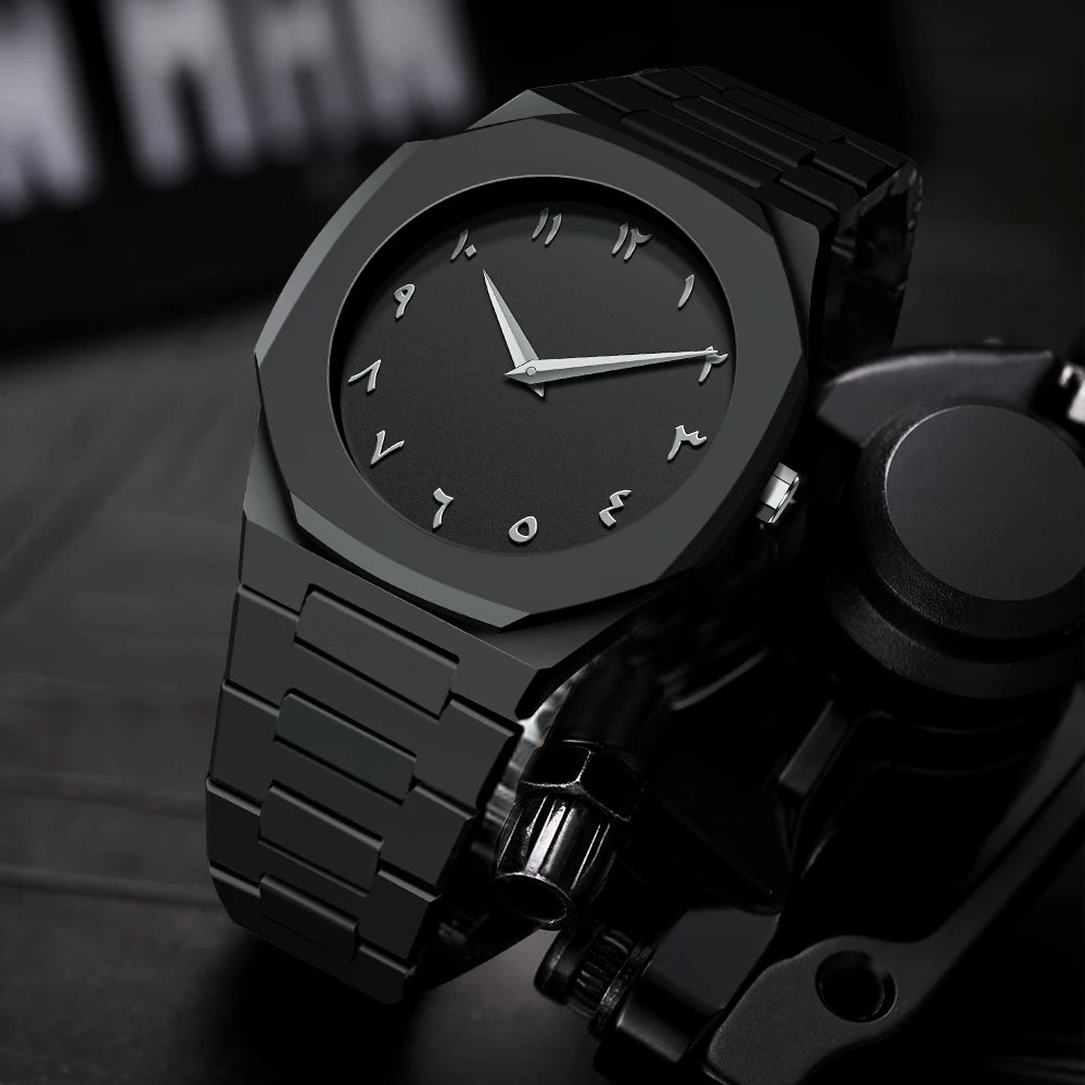 SHUAIKE  1142-4 Business Men's Watch Men's Quartz Watch Classic Fashion Round Watch Art Arabic Digital New Watch Men's Clock