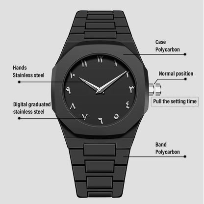 SHUAIKE  1142-4 Business Men's Watch Men's Quartz Watch Classic Fashion Round Watch Art Arabic Digital New Watch Men's Clock