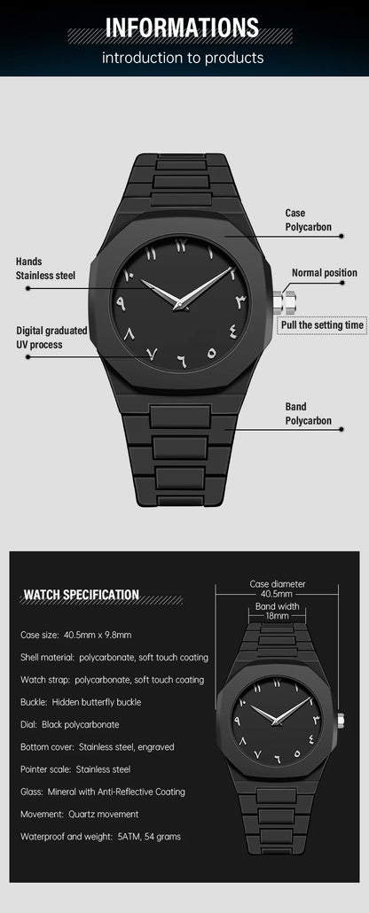SHUAIKE  1142-4 Business Men's Watch Men's Quartz Watch Classic Fashion Round Watch Art Arabic Digital New Watch Men's Clock
