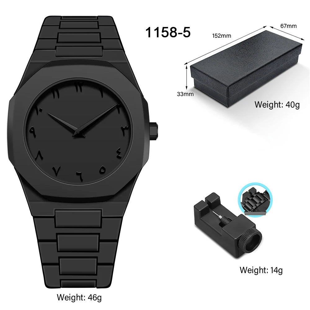 SHUAIKE  1142-4 Business Men's Watch Men's Quartz Watch Classic Fashion Round Watch Art Arabic Digital New Watch Men's Clock