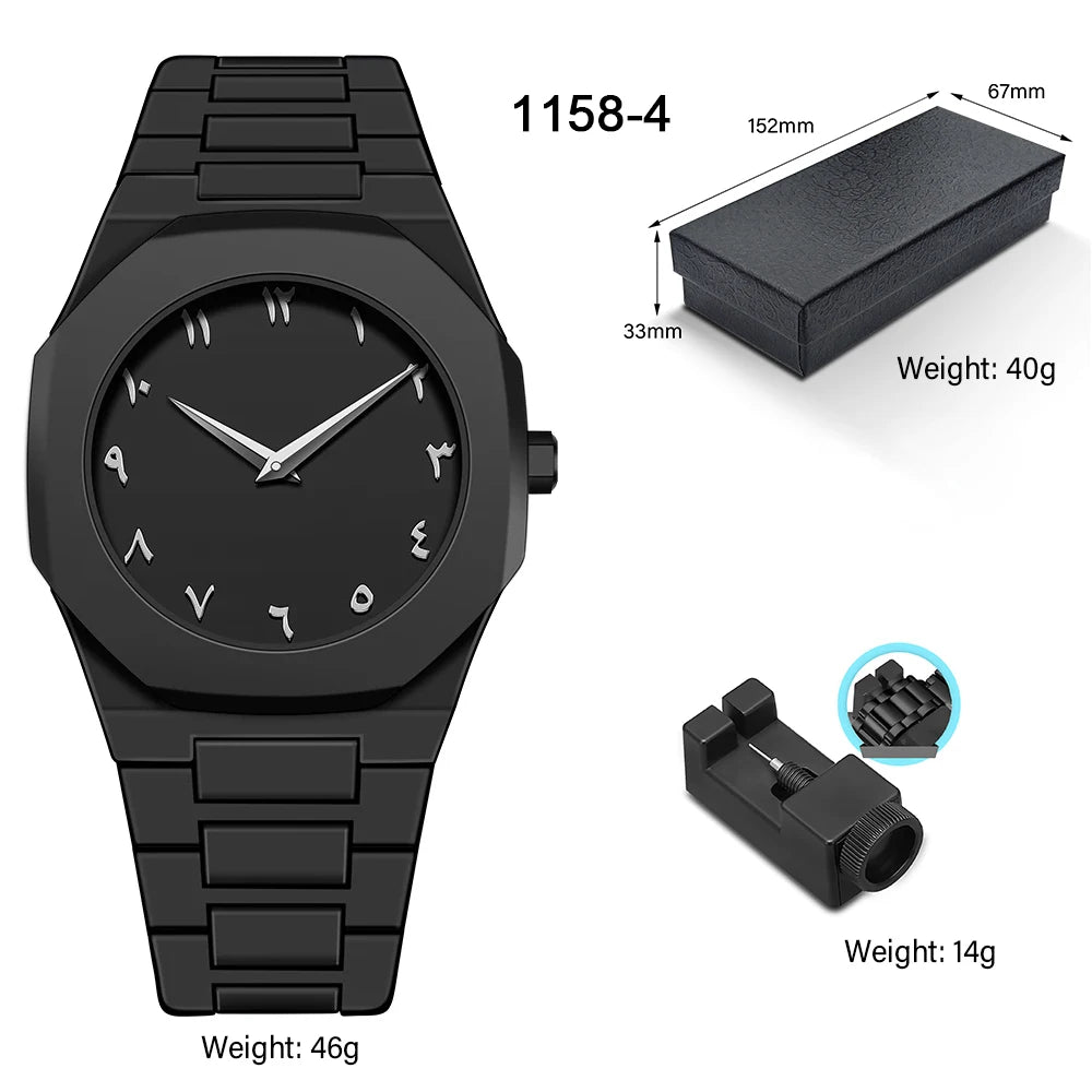 SHUAIKE  1142-4 Business Men's Watch Men's Quartz Watch Classic Fashion Round Watch Art Arabic Digital New Watch Men's Clock
