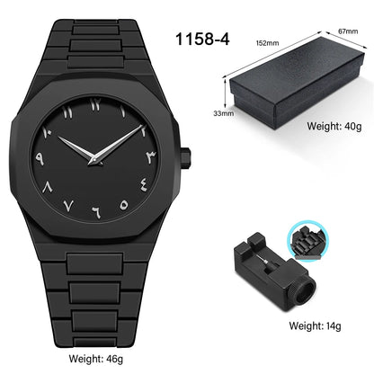SHUAIKE  1142-4 Business Men's Watch Men's Quartz Watch Classic Fashion Round Watch Art Arabic Digital New Watch Men's Clock
