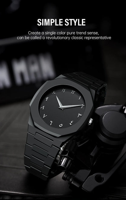 SHUAIKE  1142-4 Business Men's Watch Men's Quartz Watch Classic Fashion Round Watch Art Arabic Digital New Watch Men's Clock