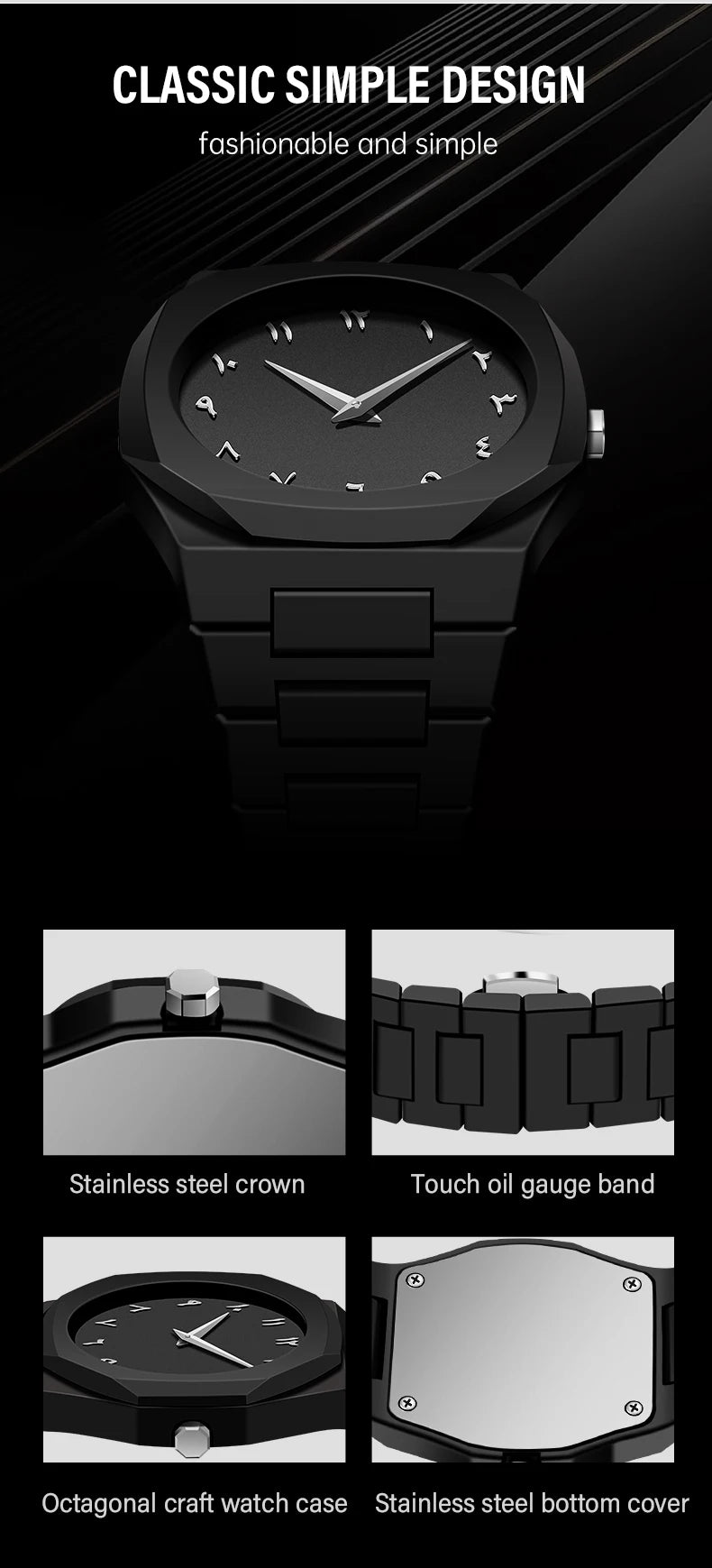 SHUAIKE  1142-4 Business Men's Watch Men's Quartz Watch Classic Fashion Round Watch Art Arabic Digital New Watch Men's Clock