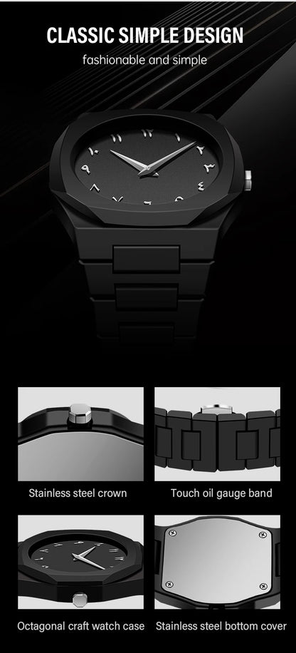SHUAIKE  1142-4 Business Men's Watch Men's Quartz Watch Classic Fashion Round Watch Art Arabic Digital New Watch Men's Clock